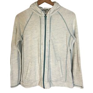 T by TALBOTS Zip up Hoodie size XS Blue/White Heathered Cotton Blend Athleisure